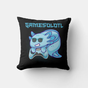 Gamesolotl Axolotl Video Gamer Kawaii Anime Kids B Throw Pillow