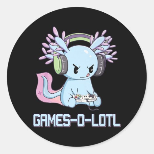 Gamesolotl Axolotl Video Gamer Kawaii Pastel Goth Classic Round Sticker
