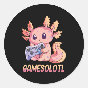 Gamesolotl Axolotl Video Gamer Kawaii Pastel Goth Classic Round Sticker