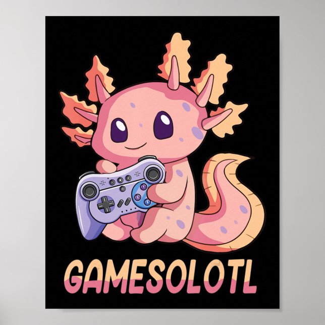 Gamesolotl Axolotl Video Gamer Kawaii Pastel Goth Poster (Front)