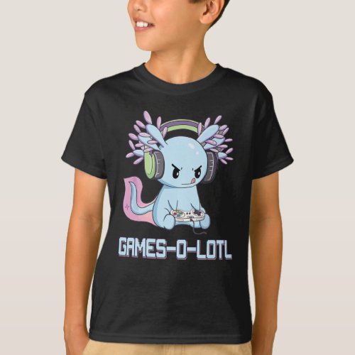 Gamesolotl Axolotl Video Gamer Kawaii Pastel Goth T_Shirt