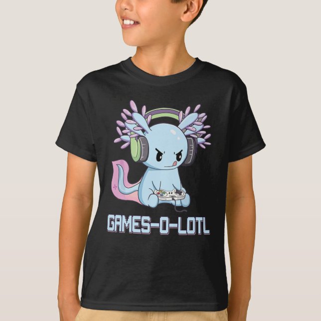 Gamesolotl Axolotl Video Gamer Kawaii Pastel Goth T-Shirt (Front)