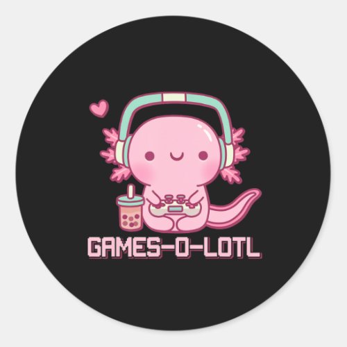 Gamesolotl Axolotl Video Games Kawaii Anime Gamer Classic Round Sticker