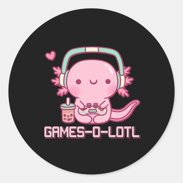 Gamesolotl Axolotl Video Games Kawaii Anime Gamer Classic Round Sticker (Front)