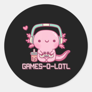 Gamesolotl Axolotl Video Games Kawaii Anime Gamer Classic Round Sticker