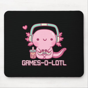 Gamesolotl Axolotl Video Games Kawaii Anime Gamer Mouse Pad