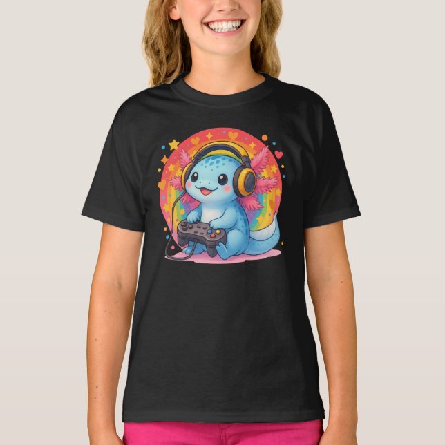 Gamesolotl Axolotl Video Games Kawaii Anime Gamer T-Shirt (Front)