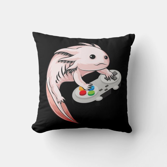 Gamesolotl Axolotl Video Games Kawaii Anime Gaming Throw Pillow (Front)