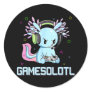 Gamesolotl Cute Axolotl Video Gamer Kawaii Anime B Classic Round Sticker