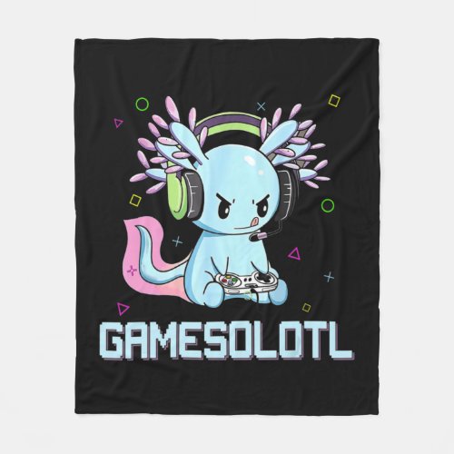 Gamesolotl Cute Axolotl Video Gamer Kawaii Anime B Fleece Blanket