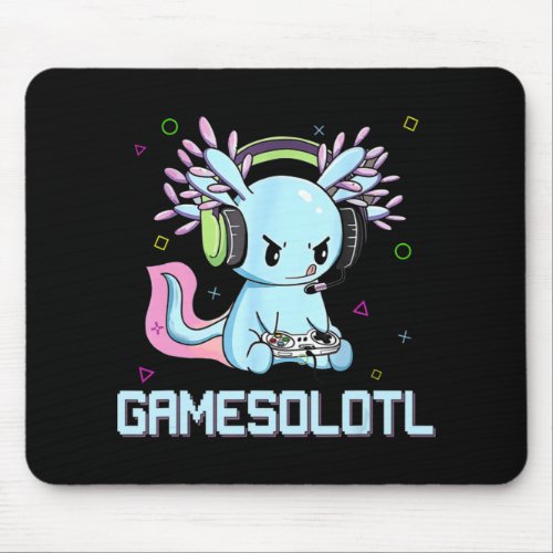 Gamesolotl Cute Axolotl Video Gamer Kawaii Anime B Mouse Pad