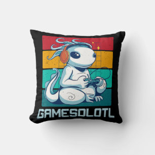 Gamesolotl Cute Axolotl Video Gamer Kawaii Anime B Throw Pillow