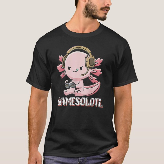 Gamesolotl Cute Axolotl Video Gaming Gamer Boys Gi T-Shirt (Front)