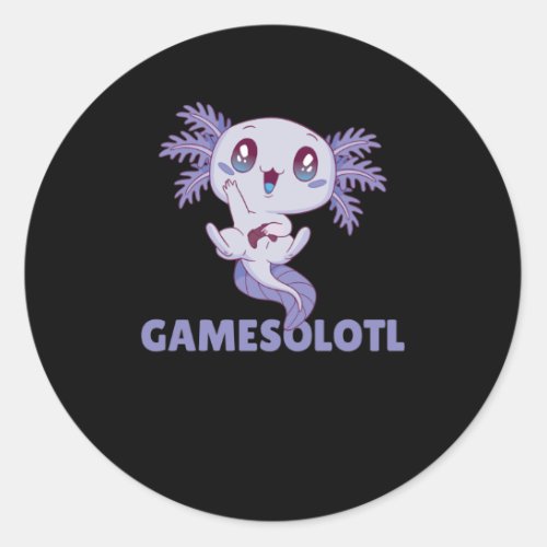 Gamesolotl Funny Axolotl Word Game For Gamers Classic Round Sticker
