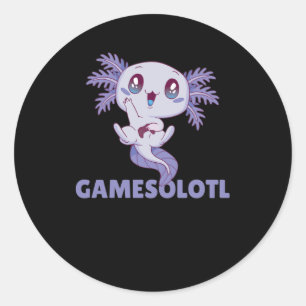 Gamesolotl Funny Axolotl Word Game For Gamers Classic Round Sticker