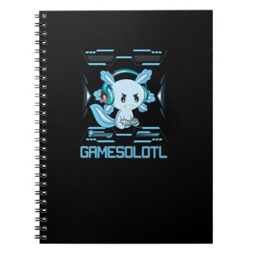 Gamesolotl Gamer Axolotl Anime Fish Playing Games Notebook