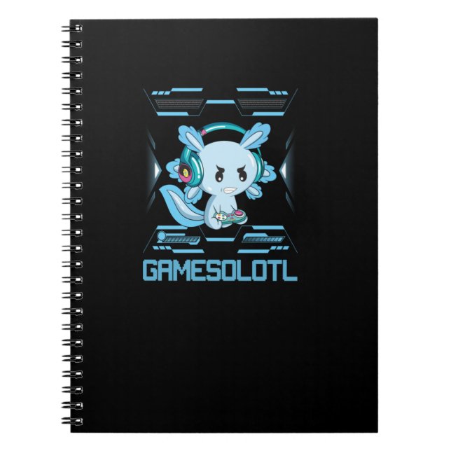 Gamesolotl Gamer Axolotl Anime Fish Playing Games Notebook (Front)