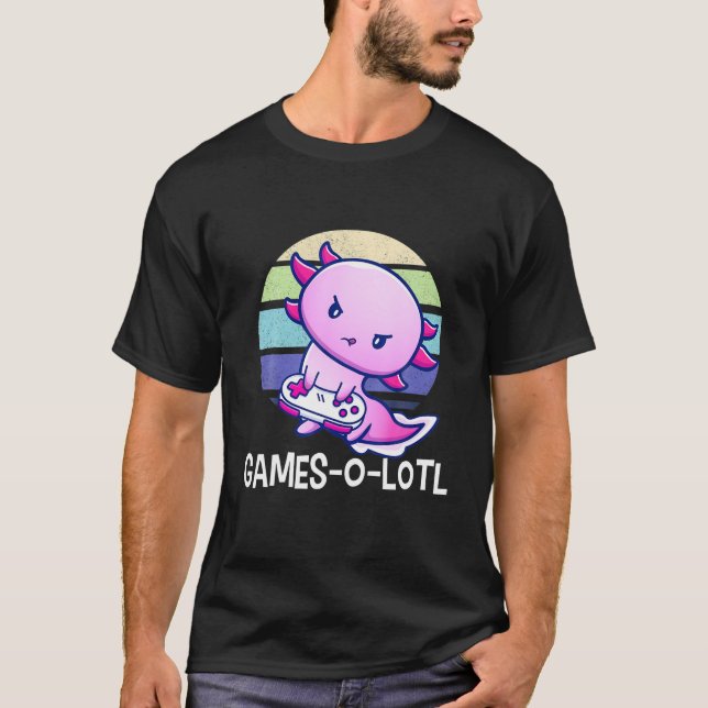 Gamesolotl Gamer Axolotl Fish Playing Video Games T-Shirt (Front)