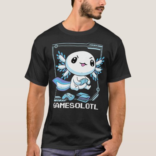 Gamesolotl Gamer Axolotl Fish Playing Video Games  T_Shirt