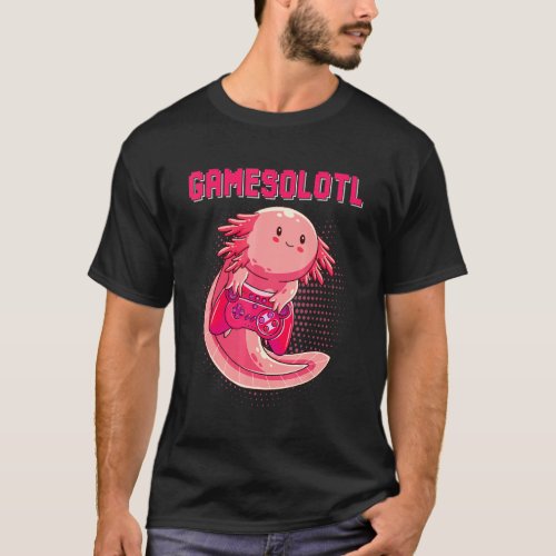 Gamesolotl Gamer Axolotl Fish Playing Video Games T-Shirt