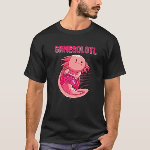 Gamesolotl Gamer Axolotl Fish Playing Video Games T-Shirt