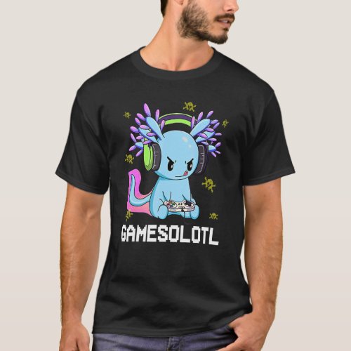 Gamesolotl Gamer Axolotl Fish Playing Video Games T-Shirt