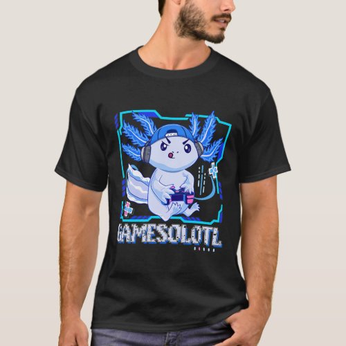 Gamesolotl Gamer Axolotl Kids Boys Video Games Ani T_Shirt