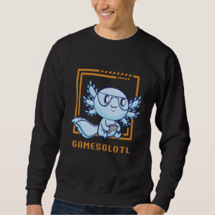 Gamesolotl Gamer Axolotl Playing Video Games Walki Sweatshirt