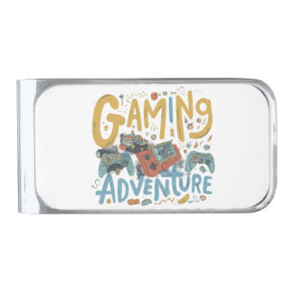 Gaming Adventure  Silver Finish Money Clip