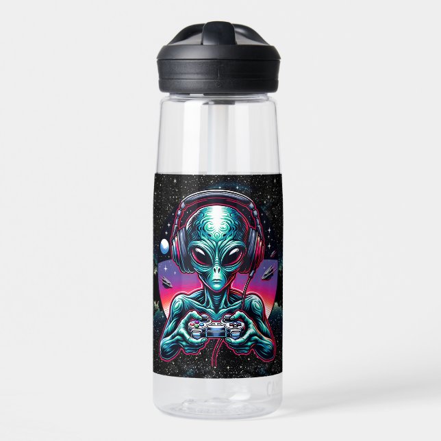 Gaming Alien Extraterrestrial Being Personalized Water Bottle (Front)