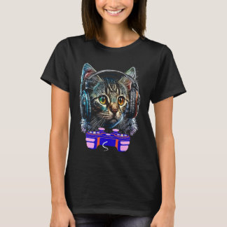 Gaming American Bobtail Cat Player Animal Video Ga T-Shirt