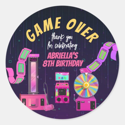 Gaming and Arcade Birthday Thank You Classic Round Sticker