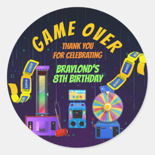 Gaming and Arcade Birthday Thank You Classic Round Sticker