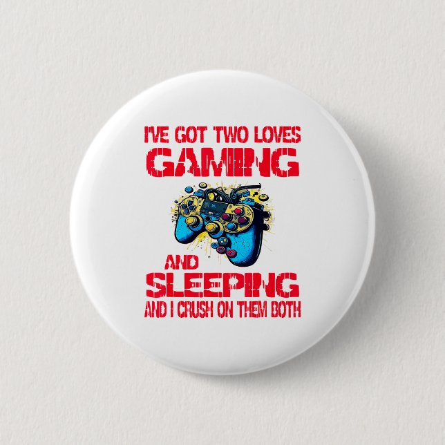 Gaming And Sleeng Gamer Valentines Day Boys Kids  Button (Front)