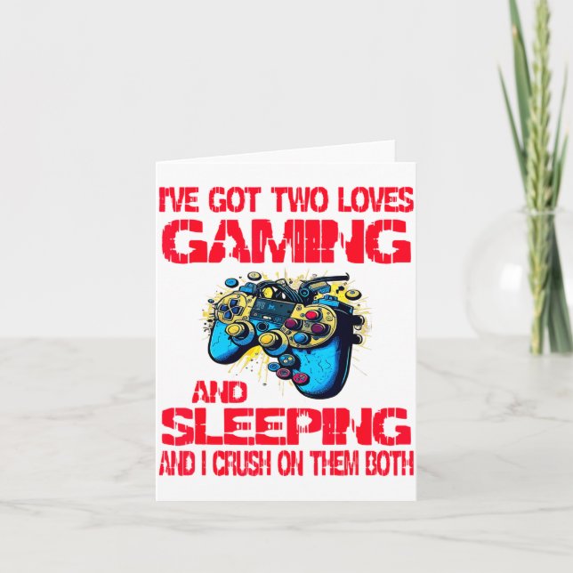 Gaming And Sleeng Gamer Valentines Day Boys Kids  Card (Front)