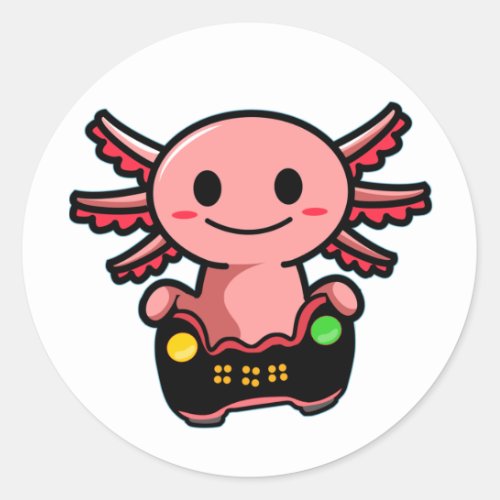 Gaming Axolotl Classic Round Sticker