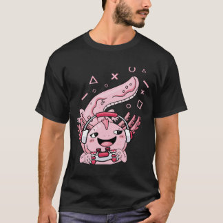 Gaming Axolotl Cute Cartoon Axolotl Gamer playing T-Shirt