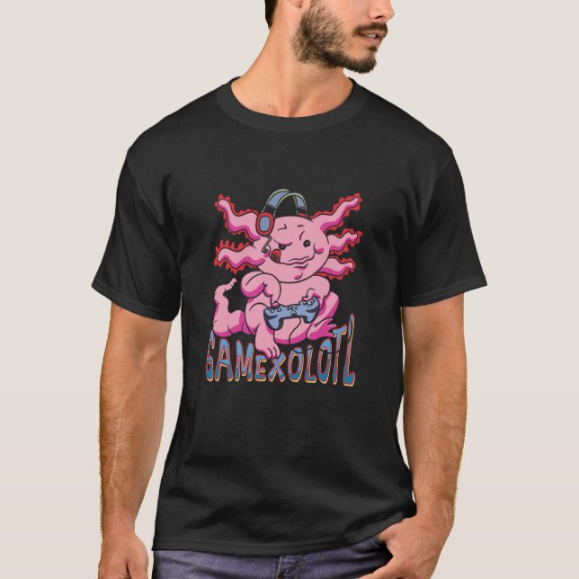 Gaming Axolotl Mexican Lurch Newt Videogames Gamex T-Shirt (Front)