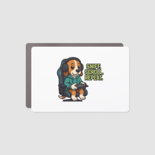 Gaming Beagle Cartoon Hoodie Gamer Dog Design Car Magnet