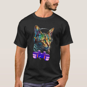 Gaming Bengal Cat Player Animal Video Gamer Men Ki T-Shirt