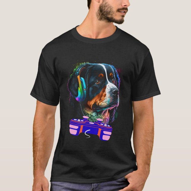Gaming Bernese Mountain Dog Player Video Gamer  Me T-Shirt (Front)