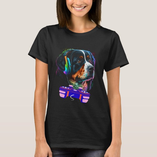 Gaming Bernese Mountain Dog Player Video Gamer  Me T-Shirt (Front)