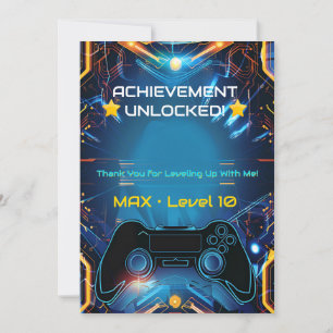 Gaming Birthday Boy Thank You Card Editable