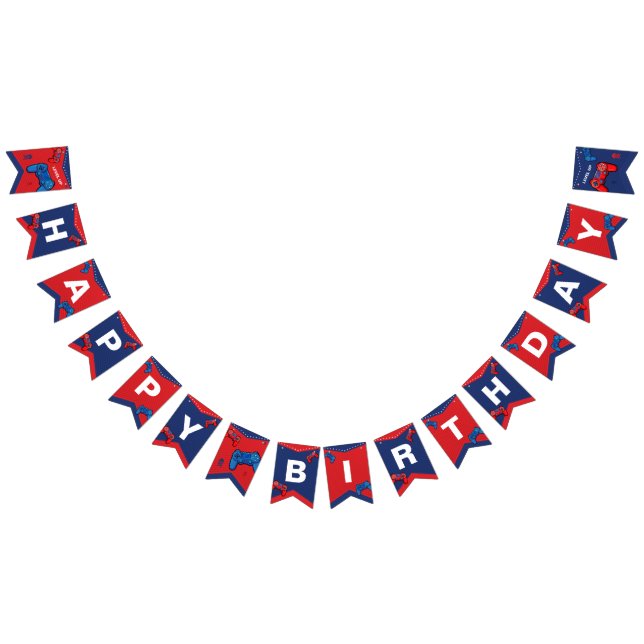 Gaming Birthday Bunting Flags, Gaming Banner (All)