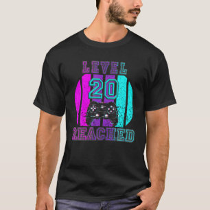 Gaming Birthday Gift 20 Year Gamer Level 20 Reache T-Shirt