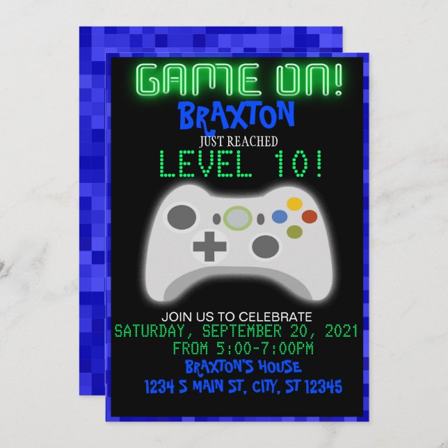 Gaming Birthday Invitation (Front/Back)