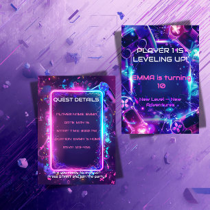 Gaming Birthday Invitation Girl - Editable