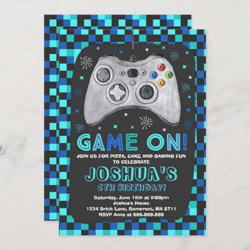 Gaming Birthday Invitation Video Game Birthday