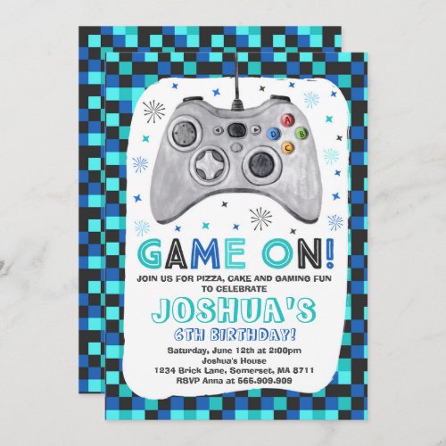 Gaming Birthday Invitation Video Game Birthday