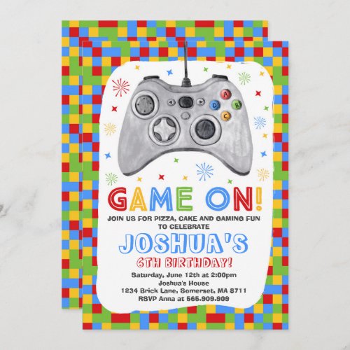 Gaming Birthday Invitation Video Game Birthday